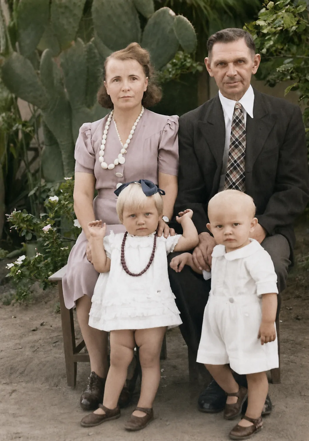 Antoni Czerniachowicz with his family at the Koja resettlement camp, Uganda.
